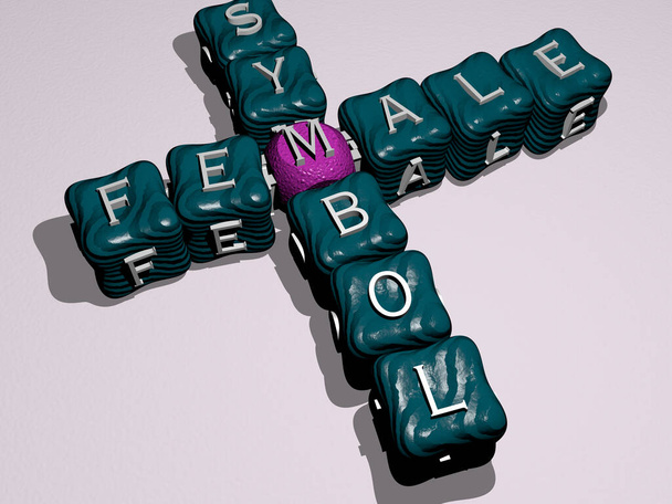 Kreuzworträtsel aus bunten kubischen Buchstaben, 3D-Illustration für Frau und Schöne - Foto, Bild