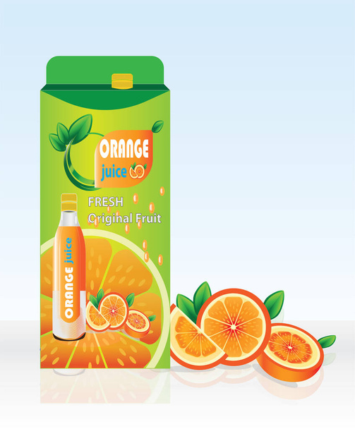 Orang Fruit 100 % pur pressé lisse jus d'orange publicité - Vecteur, image