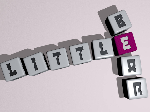 LITTLE BEAR palavras cruzadas por letras de dados cúbicos, ilustração 3D para menina e criança - Foto, Imagem