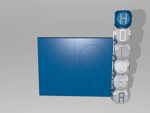 個々の文字の垂直テキストの横にあるホルダー3Dアイコン、背景と白のための3Dイラスト - 写真・画像