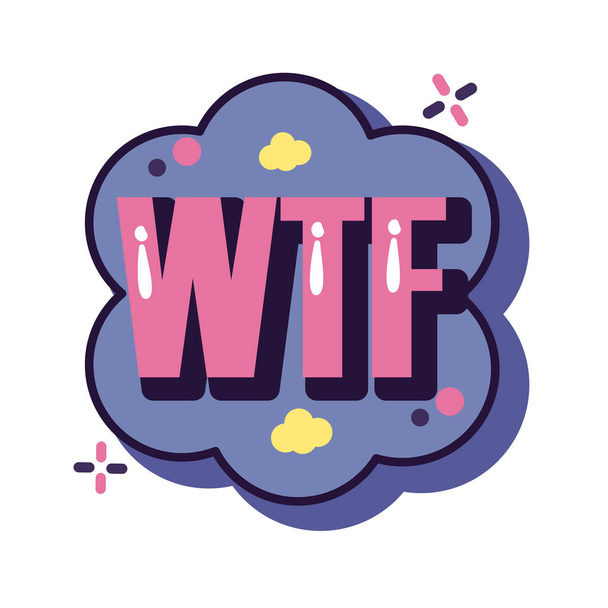 slang cloud expresion with wtf word line and fill style - Wektor, obraz