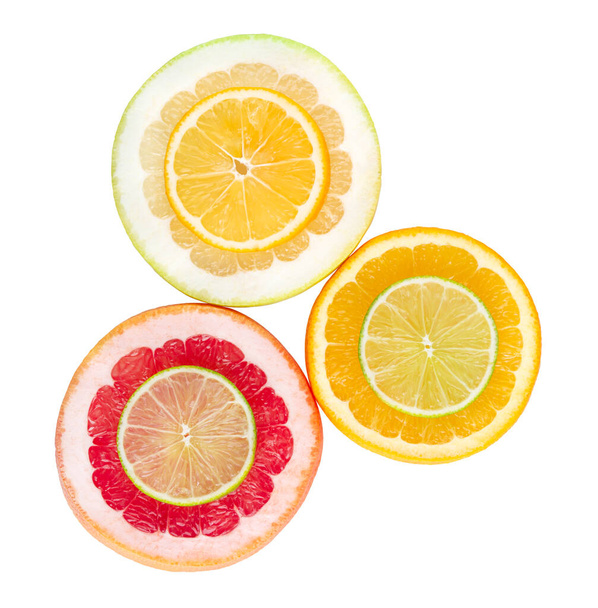 Colorful citrus slices isolated on white background - Photo, Image