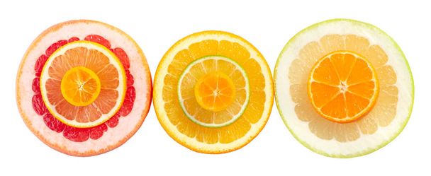 Colorful citrus slices isolated on white background - Photo, Image