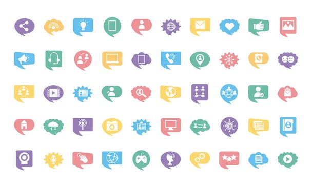 cinquante icônes de marketing sur les médias sociaux - Vecteur, image