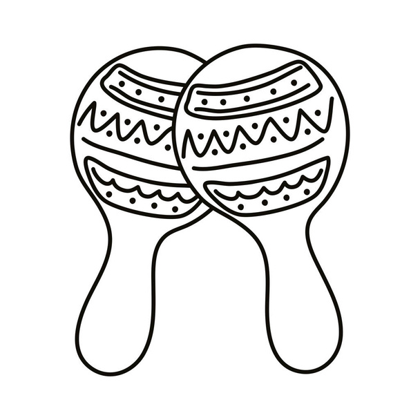 maracas mexican culture line style icon - Vector, Image