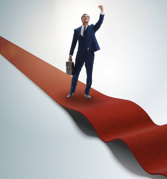 Бізнесмен на червоному килимі концепції успіху
 - Фото, зображення