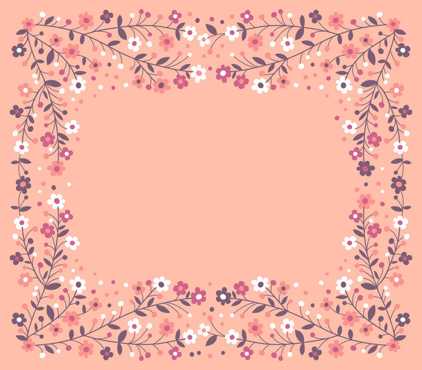 Beautiful frame of flowering branches - Vector, afbeelding
