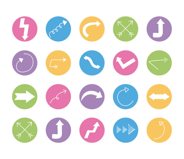 bundle of twenty arrows set collection icons - Вектор,изображение