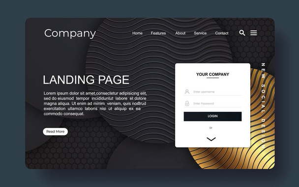 landing page with abstract background - Vector, Image
