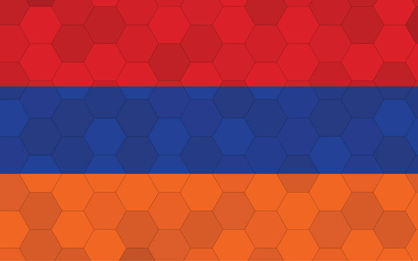 Armenia bandera ilustración. Gráfico de bandera armenia futurista con vector de fondo hexágono abstracto. Bandera nacional de Armenia simboliza independencia. - Vector, imagen