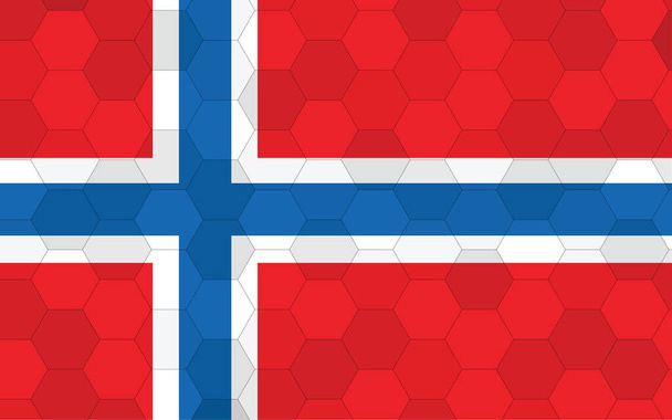 Ilustración bandera de Noruega. Gráfico futurista de bandera noruega con vector de fondo hexágono abstracto. Bandera nacional de Noruega simboliza independencia. - Vector, imagen
