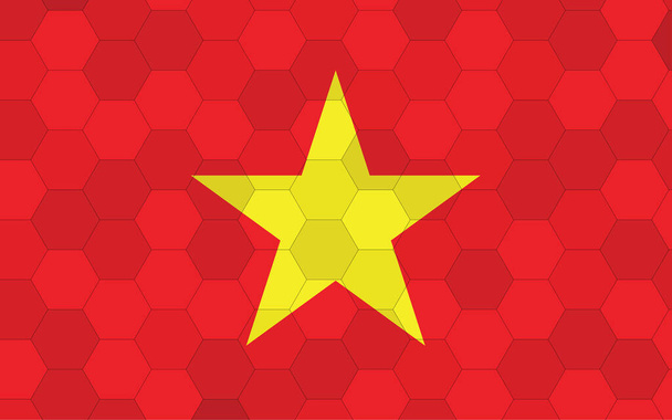Vietnam bandera ilustración. Gráfico de bandera vietnamita futurista con vector de fondo hexágono abstracto. Bandera nacional de Vietnam simboliza independencia. - Vector, imagen