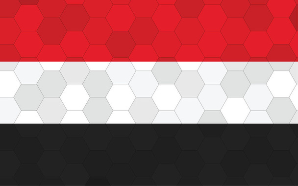 Yemen bandera ilustración. Gráfico de bandera yemení futurista con vector de fondo hexágono abstracto. Bandera nacional de Yemen simboliza independencia. - Vector, imagen