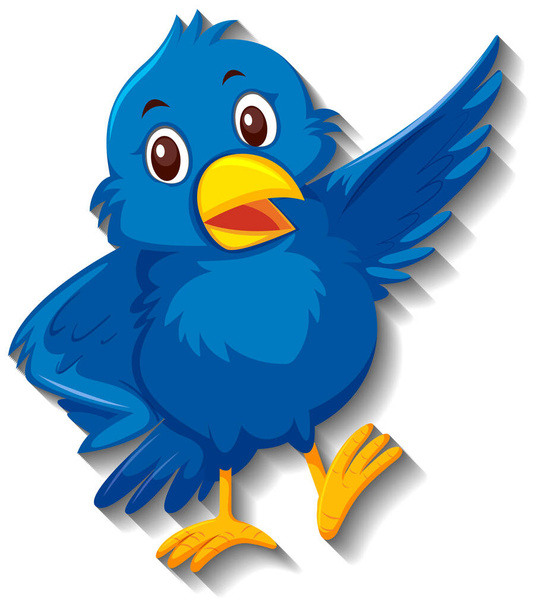 Cute blue bird cartoon character illustration - Вектор, зображення