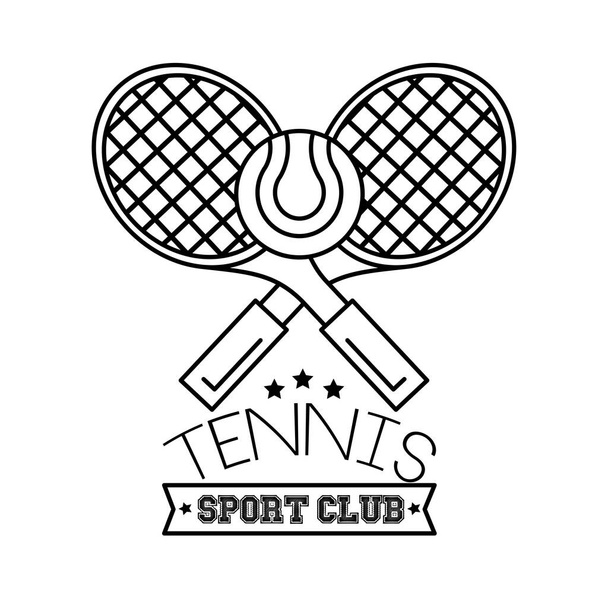 ボールとラケットテニススポーツラインスタイルのアイコン - ベクター画像