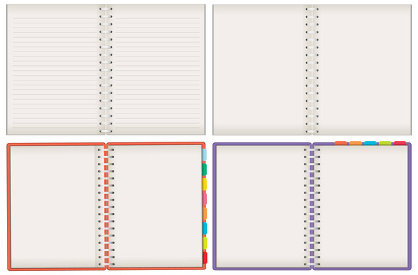 Set of blank notebooks isolated on white background illustration - Vektori, kuva