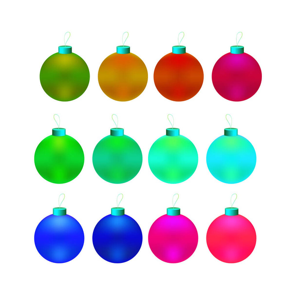 Christmas balls set on white background. - Vecteur, image