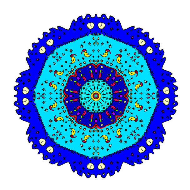 Abstrakti pyöreä kuvio. Lacy Mandala koriste-elementti. Käsin piirretty tausta tekstiili-, kangas-, tarra-, kortti- ja paperitavaroille. - Vektori, kuva