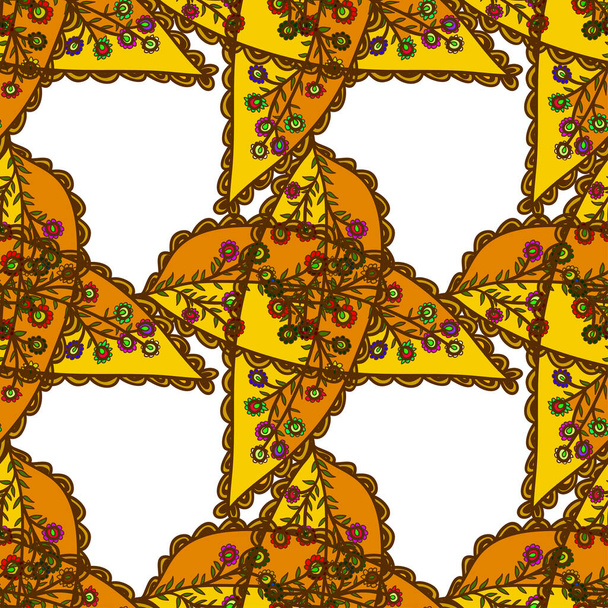 Naadloze decoratieve patroon met doodle bladeren - Vector, afbeelding
