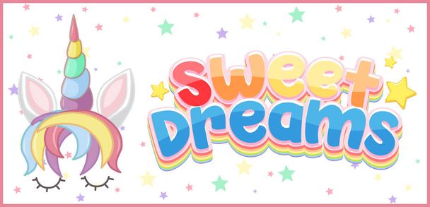 Логотип солодких мрій у пастельному кольорі з милою ілюстрацією єдинорога та маленької зірки
 - Вектор, зображення