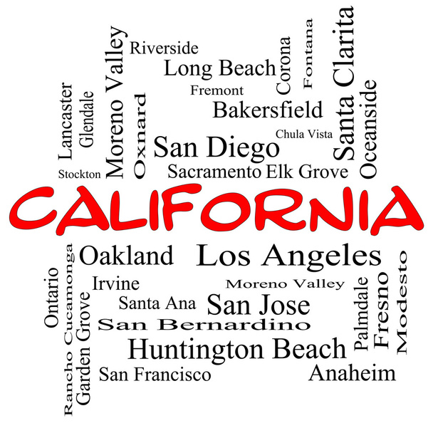 California State Word Cloud Concept in red caps - Photo, Image