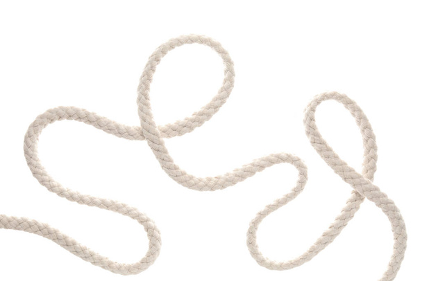 Long rope on white background - Fotoğraf, Görsel