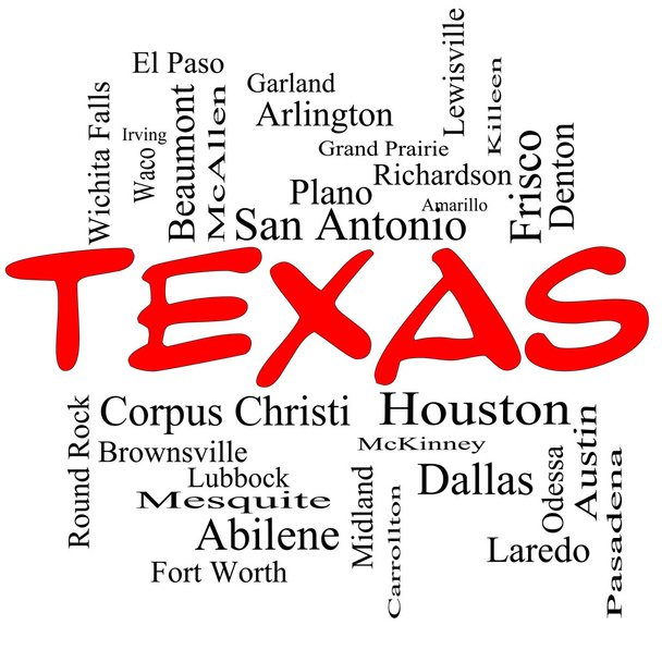 Texas státní slovo mrak koncepce v nádražáci - Fotografie, Obrázek
