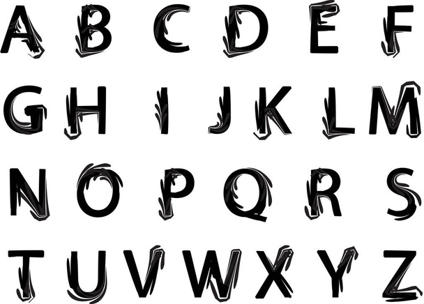 cartoon decorative alphabet isolated on white background, vector, illustration - Wektor, obraz