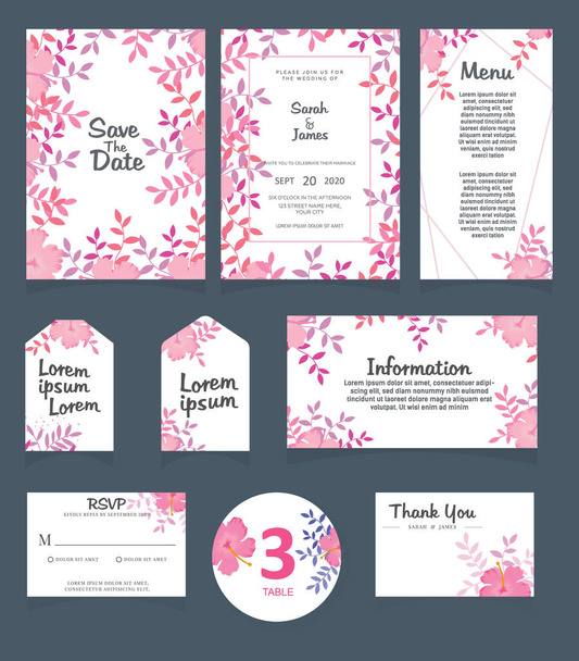 wedding invitation card template Vector illustration. - Vetor, Imagem