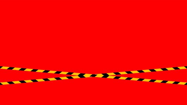 biztonsági szalag vonal, szalag sárga fekete csík minta piros háttér, figyelmeztető hely szalaggal jel a kényelem biztonsági zóna, biztonsági zászló fénymásolás hely, szalag sárga fekete csík - Vektor, kép