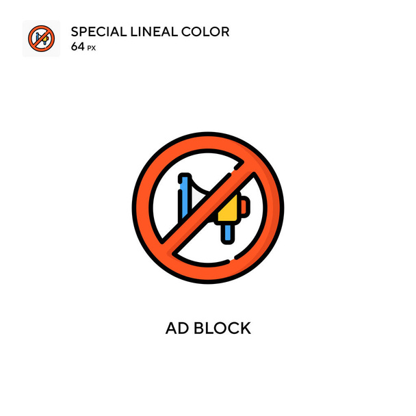 Ad block Speciální ikona lineární barvy. Šablona návrhu symbolu ilustrace pro webový mobilní prvek uživatelského rozhraní. Perfektní barva moderní piktogram na upravitelný tah. - Vektor, obrázek