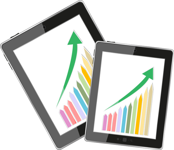 Business-Armaturenbrett mit Diagrammen in einem PC-Tablet - Foto, Bild
