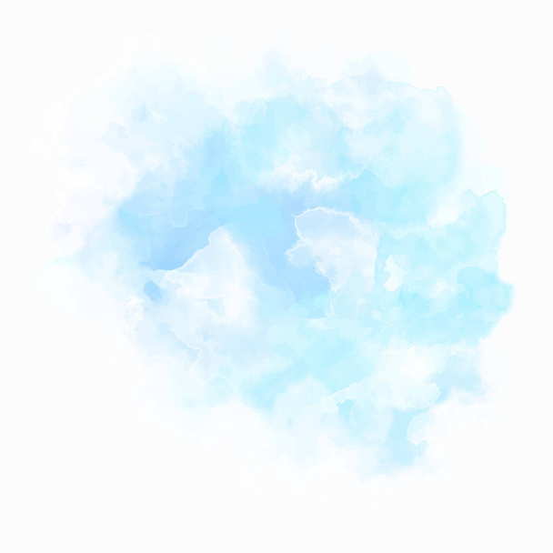 Blauer Aquarell-Hintergrund mit weißem Spritzer. Farbspritzer auf Papier. Pastellfarbenes, zartes und subtiles Plakat, Banner. EPS 8. Kopierraum. Textur, Grunge. - Vektor, Bild