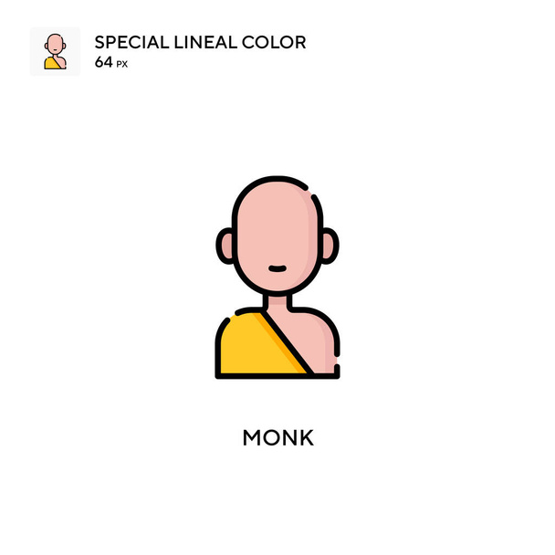 Monk Special Lineal renk ikonu. Web mobil UI ögesi için resimleme sembolü tasarım şablonu. Düzenlenebilir vuruş üzerine mükemmel renk modern pictogram. - Vektör, Görsel