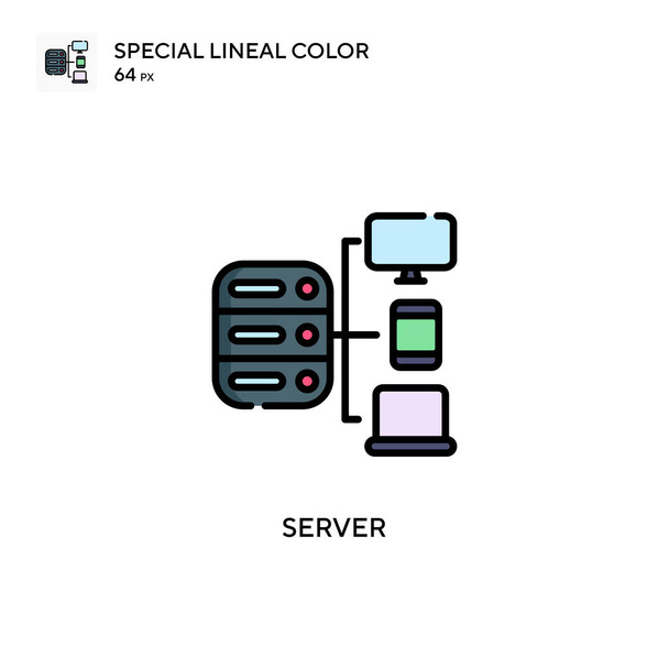 Ikona Speciální lineární barvy serveru. Šablona návrhu symbolu ilustrace pro webový mobilní prvek uživatelského rozhraní. Perfektní barva moderní piktogram na upravitelný tah. - Vektor, obrázek