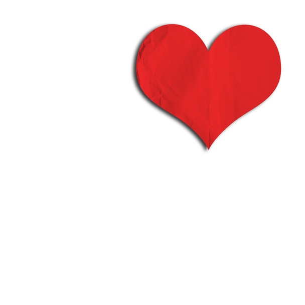 Kırmızı kağıt kalp beyaz arkaplanda izole - Fotoğraf, Görsel
