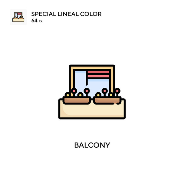 Balkon Spezielle lineare Farbsymbole. Illustration Symbol-Design-Vorlage für Web-Mobile UI-Element. Perfekte Farbe modernes Piktogramm auf editierbarem Strich. - Vektor, Bild