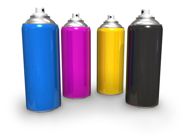 CMYK spray cans - Photo, image