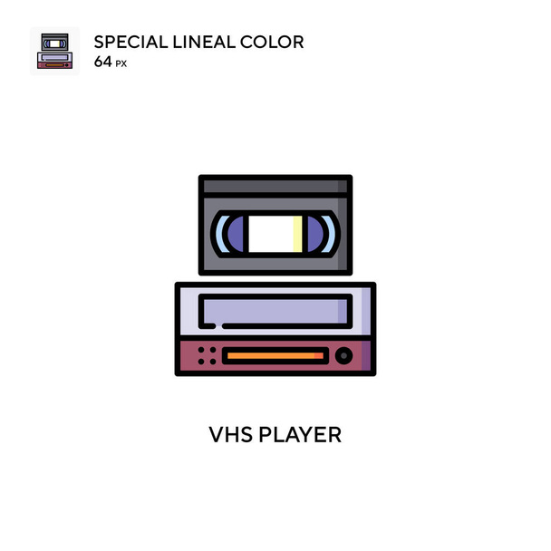Vhsプレーヤー特殊線色アイコン。WebモバイルUI要素用のイラスト記号デザインテンプレート。編集可能なストローク上の完璧な色現代ピクトグラム. - ベクター画像