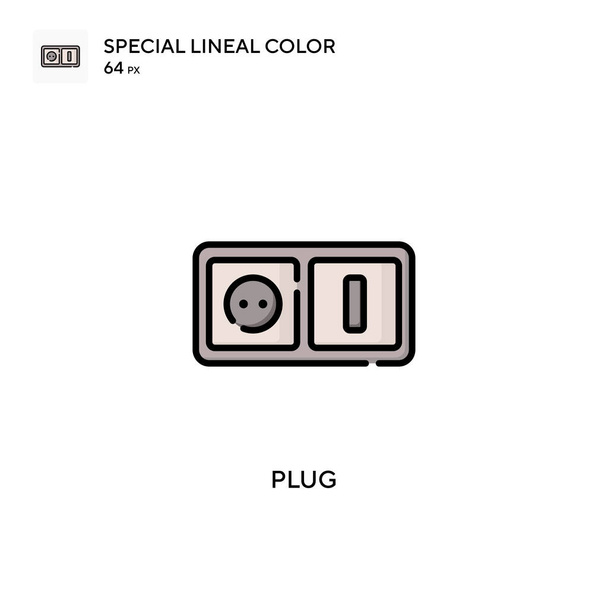 Plug Spezielle lineare Farbsymbole. Illustration Symbol-Design-Vorlage für Web-Mobile UI-Element. Perfekte Farbe modernes Piktogramm auf editierbarem Strich. - Vektor, Bild