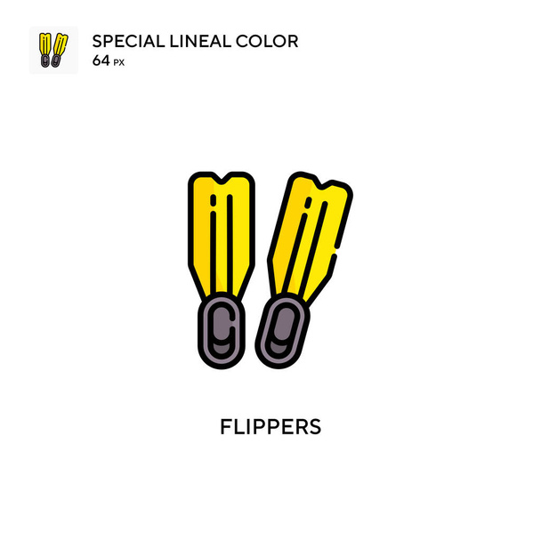 Flippers Ícone de cor linear especial. Modelo de design de símbolo de ilustração para elemento UI móvel da web. Pictograma moderno de cor perfeita em curso editável. - Vetor, Imagem