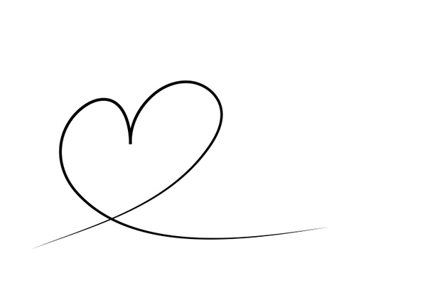 línea continua dibujo de la tarjeta de San Valentín corazón dulce amor simple felicidad ilustración - Foto, imagen