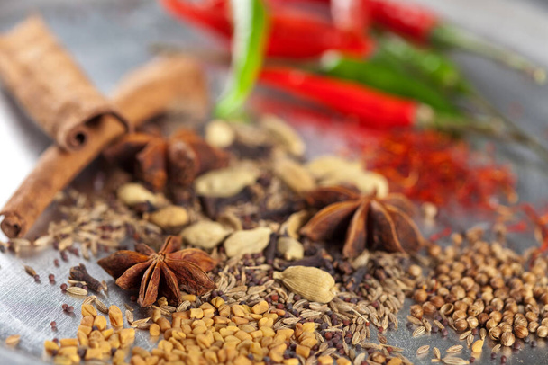 different ground spices used in Indian cooking - Fotografie, Obrázek