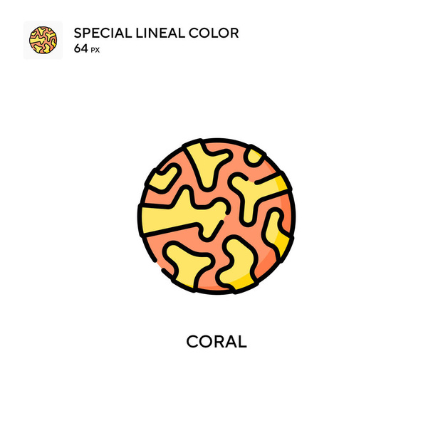 Icono de color lineal Coral Special. Plantilla de diseño de símbolo de ilustración para elemento de interfaz de usuario móvil web. Pictograma moderno de color perfecto en un trazo editable. - Vector, Imagen