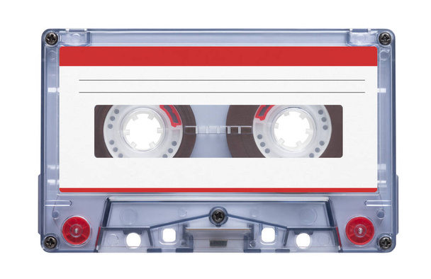 Old audio tape compact cassette isolated on white background with clipping path - Photo, image