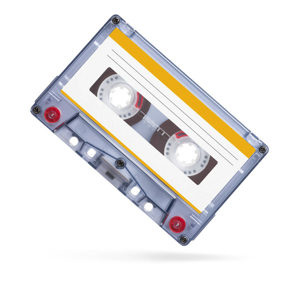Old audio tape compact cassette isolated on white background with clipping path - Fotoğraf, Görsel