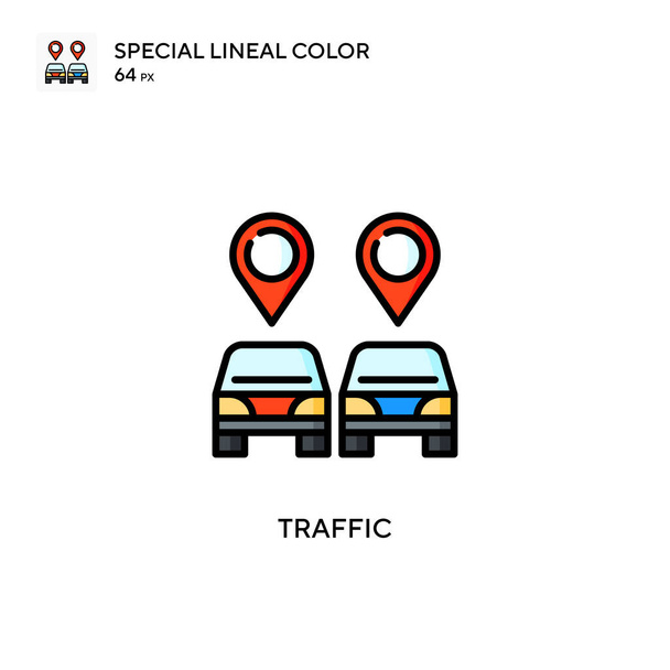 Trafik Özel Çizgisel Renk Simgesi. Web mobil UI ögesi için resimleme sembolü tasarım şablonu. Düzenlenebilir vuruş üzerine mükemmel renk modern pictogram. - Vektör, Görsel