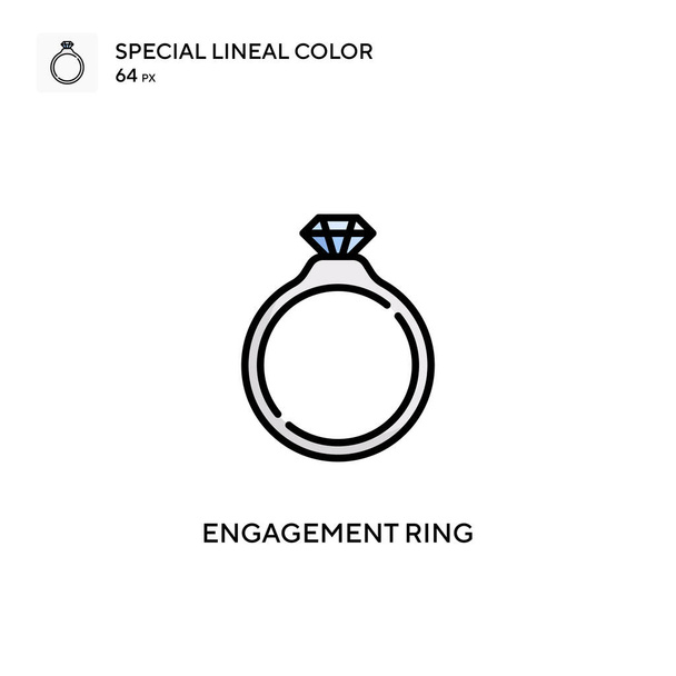 婚約指輪特殊線色のアイコン。WebモバイルUI要素用のイラスト記号デザインテンプレート。編集可能なストローク上の完璧な色現代ピクトグラム. - ベクター画像
