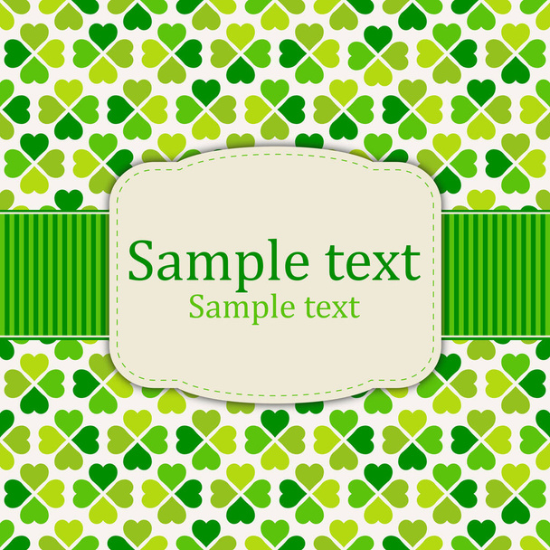 A digital illustration of a green wallpaper with clovers and space for text - Foto, Imagem