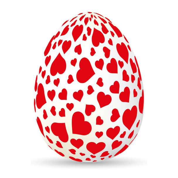 An illustration of an Easter themed wallpaper with a red egg with hearts - Foto, Imagen